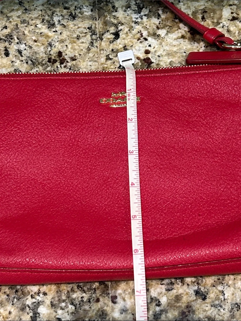 Coach Large Wristlet 25 Refined Pebble Leather- Red